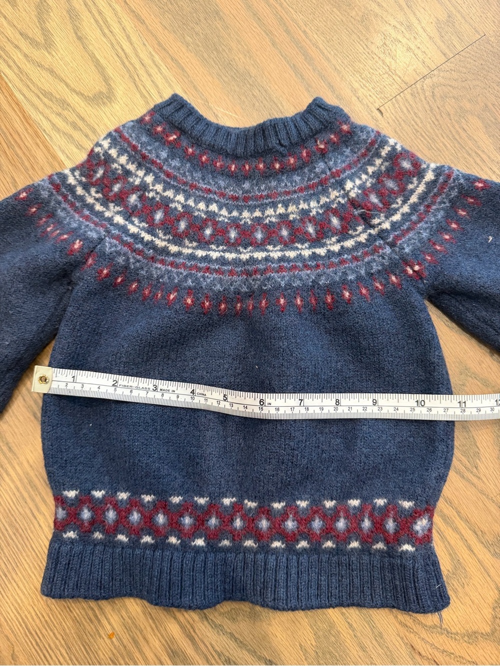 Navy Fair Isle Turtleneck Sweater with Red & Cream Accents